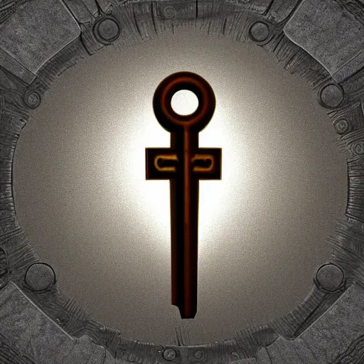 Image similar to a stylised key for the doors, key is on the center of image, point and click game inventory item, very detailed, rim light, outer glow, on the white background, high poly vray render, stylised textures, trending on artstation