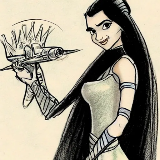 Image similar to milt kahl sketch of victoria justice as princess padme from star wars episode 3