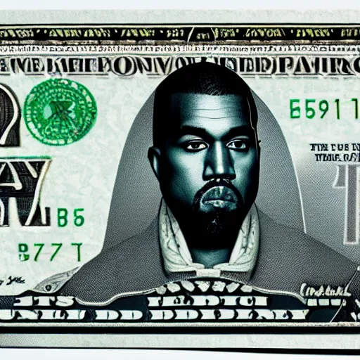 Image similar to kanye west on the american one dollar bill