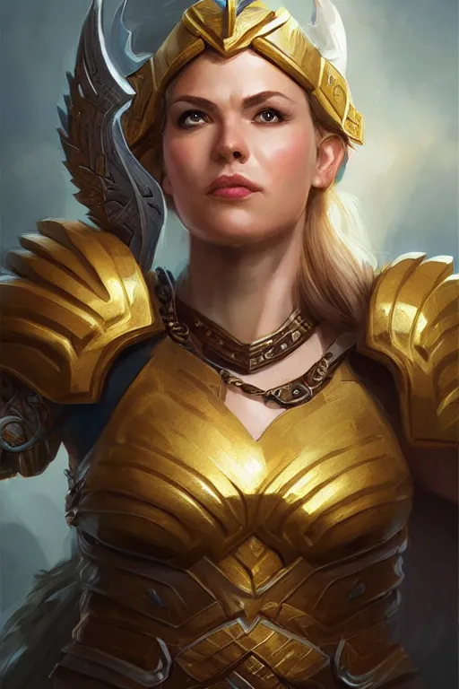 Image similar to amazon valkyrie athena, d & d, fantasy, portrait, highly detailed, headshot, digital painting, trending on artstation, concept art, sharp focus, illustration, art by artgerm and greg rutkowski and magali villeneuve