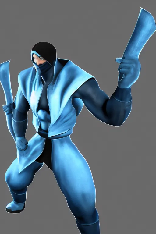 Image similar to sub - zero from mortal kombat 3 d render