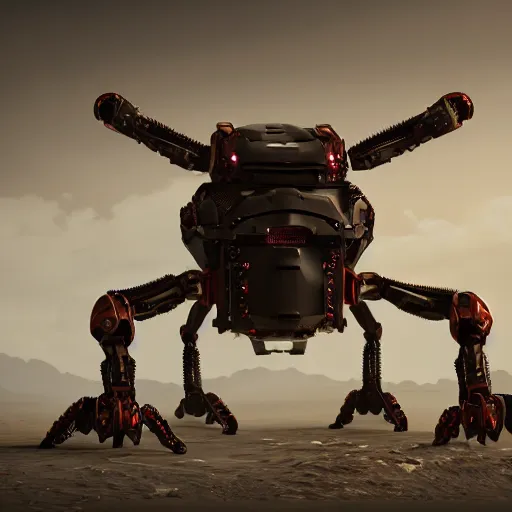 Image similar to hexapod beast, convex, kitbashing, robot, unreal engine, 4 k