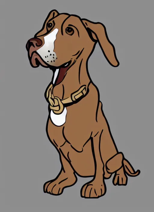 Prompt: digital art, illustrator brown short haired dashhound