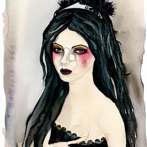 Prompt: gothic princess portrait, watercolor