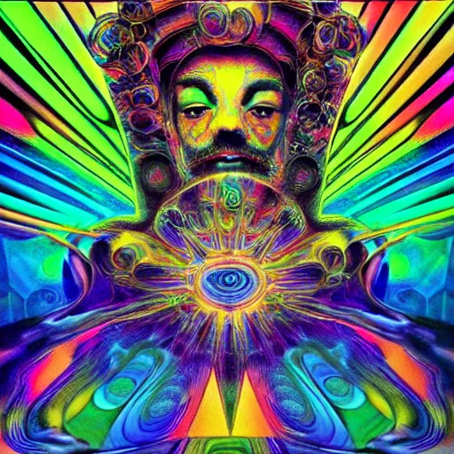 Image similar to psychedelic ; trippy ; acid trip ; artgerm ; salvadore dali ; surreal ; abstract ; lsd ; jesus christ ; ascension ; symmetrical ; mathematical