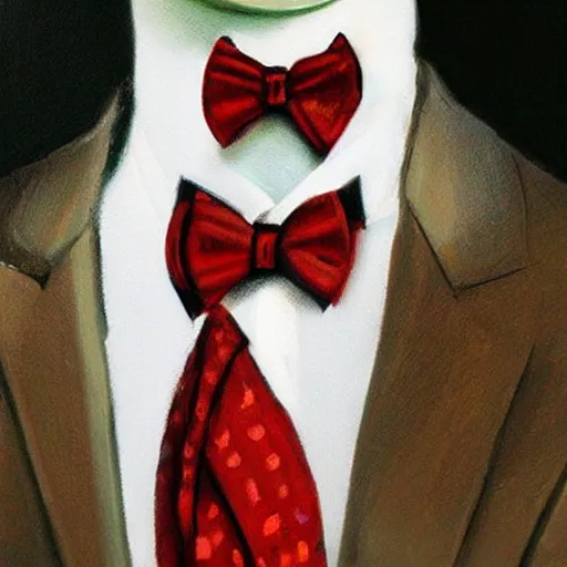 Prompt: oil painting concept art silkworms race bowtie, elegant, detailed,