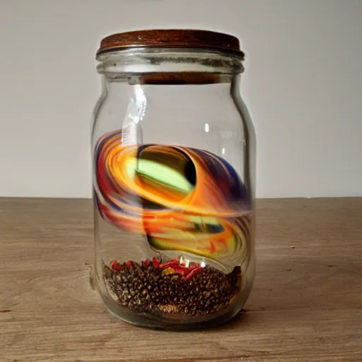 Prompt: whirlwind of air in a jar