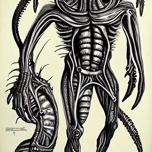 Image similar to alien drawing anatomy by Gottfried Bammes