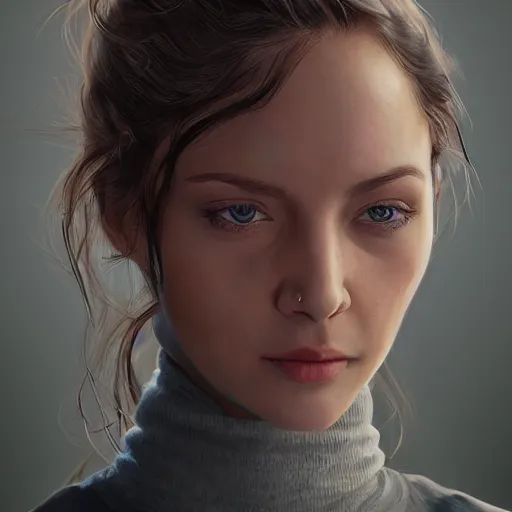 Prompt: portrait of a woman, by dana ulama, highly detailed, featured on artstation