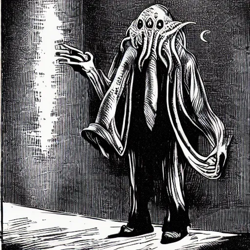 Image similar to cthulhu giving a ted talk
