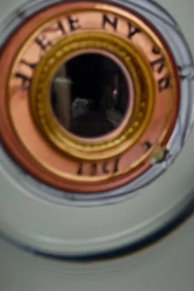 Prompt: a photo looking through the peephole of a door and seeing Joe Biden very close up