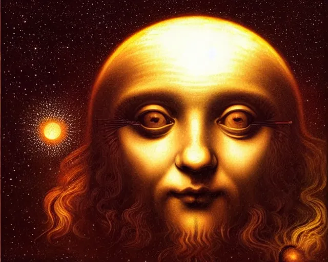 Image similar to universe cosmology mental state, a closeup simple vector pop surrealism, by ( leonardo da vinci ) and greg rutkowski and rafal olbinski