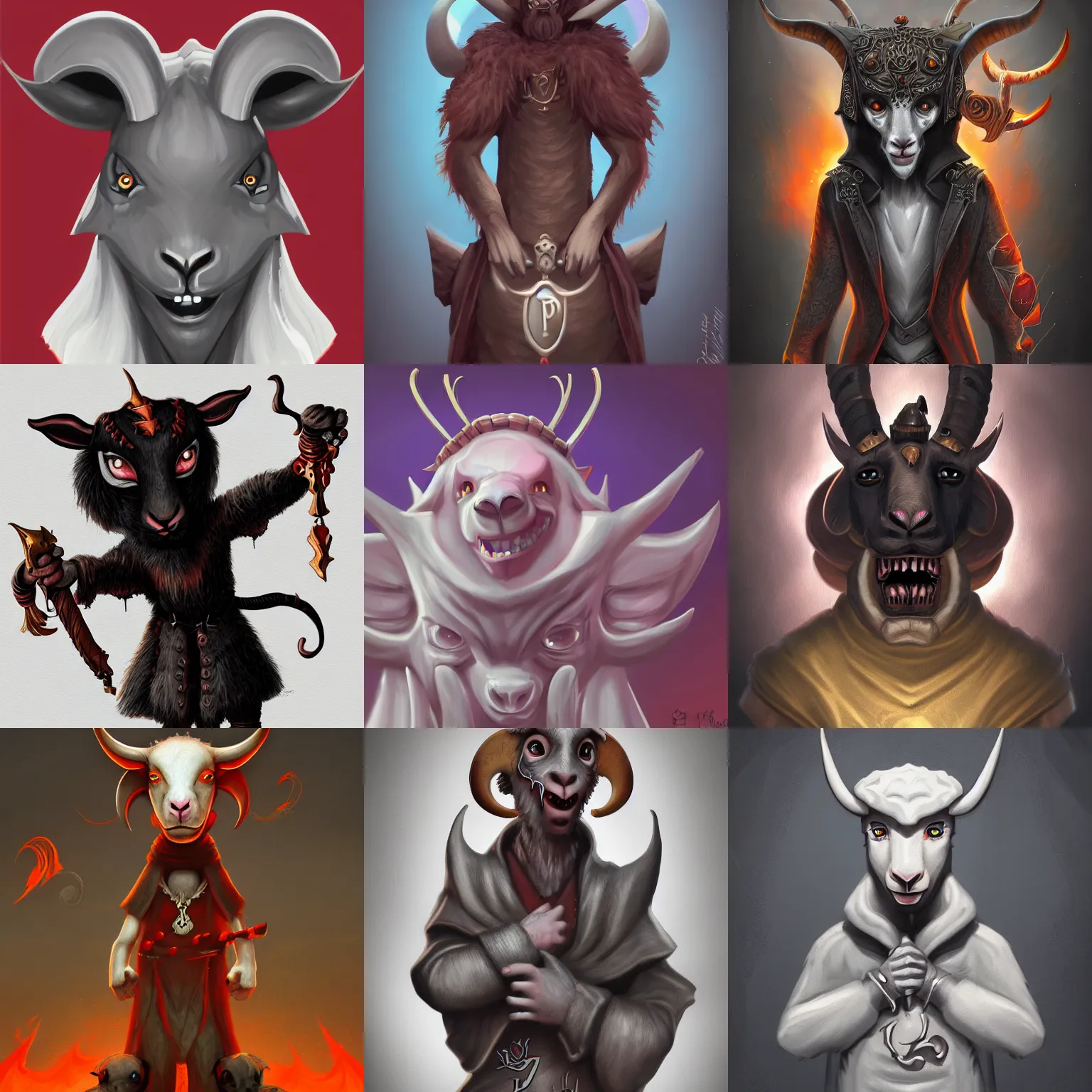 Prompt: satanic priest cartoon anthropomorphic lamb, highly detailed, digital painting, artstation, concept art, smooth, sharp focus, illustration, artstation