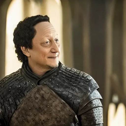 Prompt: still of rob schneider in game of thrones