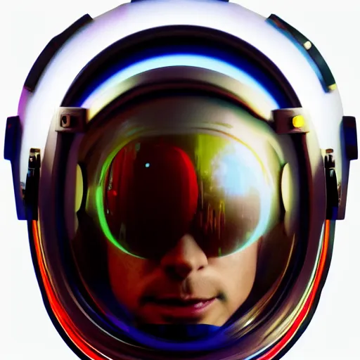 Prompt: a portrait of an astronaut, cyberpunk aesthetics, cool astronaut helmet, neon, 8 k