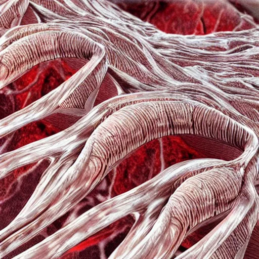 Image similar to detailed realistic illustration of damaged myofibrin muscle fibres