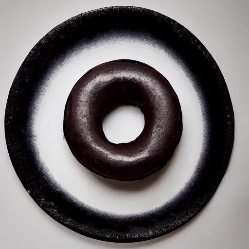 Prompt: Perfectly circular donut!!!!! in the style and shape of a blackberry!!!!!!, trending on artstation, 4k, 8k, professional photography, overhead shot, 35mm lens