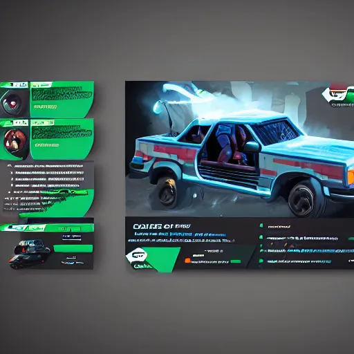 Prompt: car engine, car parts concept, card, comic page, realistic fortnite, ui card, Octane render, pixel art