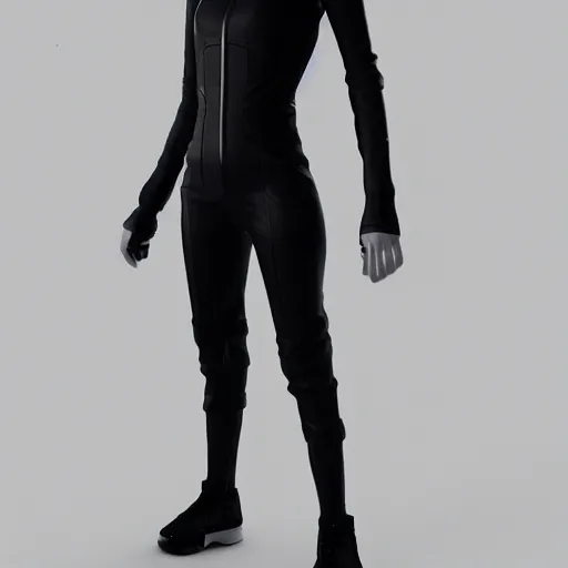 Image similar to photo of futuristic techwear black costume on the white background, 8k, octane render,