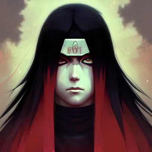 Image similar to itachi, highly detailed, digital painting, artstation, concept art, sharp focus, illustration, art by greg rutkowski and alphonse mucha