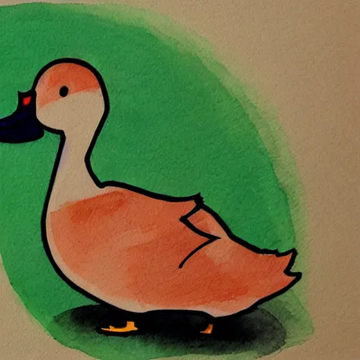 Image similar to duck illustration, anime, watercolor, style of ken sugimori