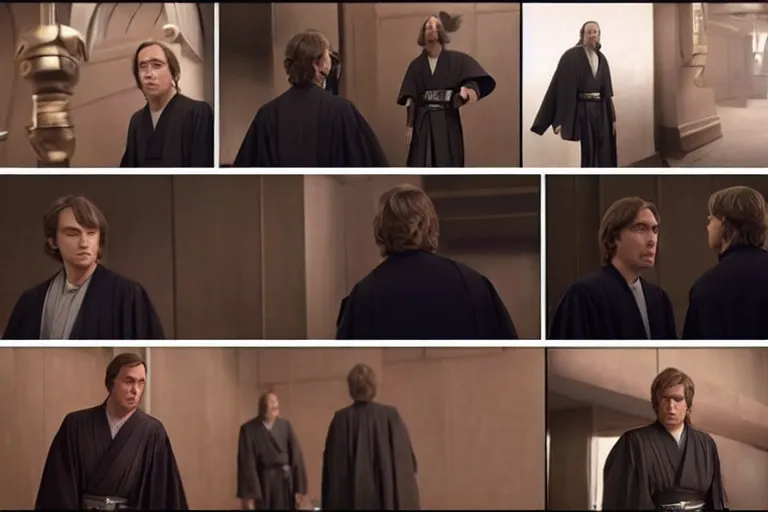 Image similar to a jedi master anakin skywalker is defended in court by saul goodman also known as jimmy mcgill, star wars revenge of the sith, 1 0 8 0 p, court session images, 1 0 8 0 p, court archive images