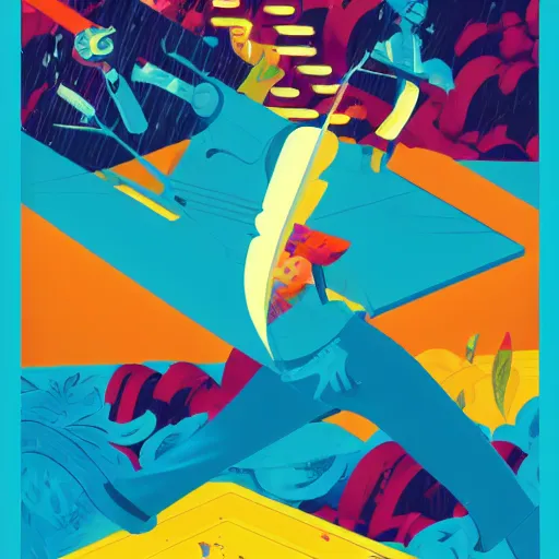 Image similar to splash of color, illustration by tom whalen and charles williams and kilian eng and james jean