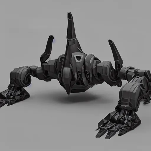 Image similar to hard surface, robotic platform, based on realistic low poly convex shape, 6 claws, symmetric, unreal engine