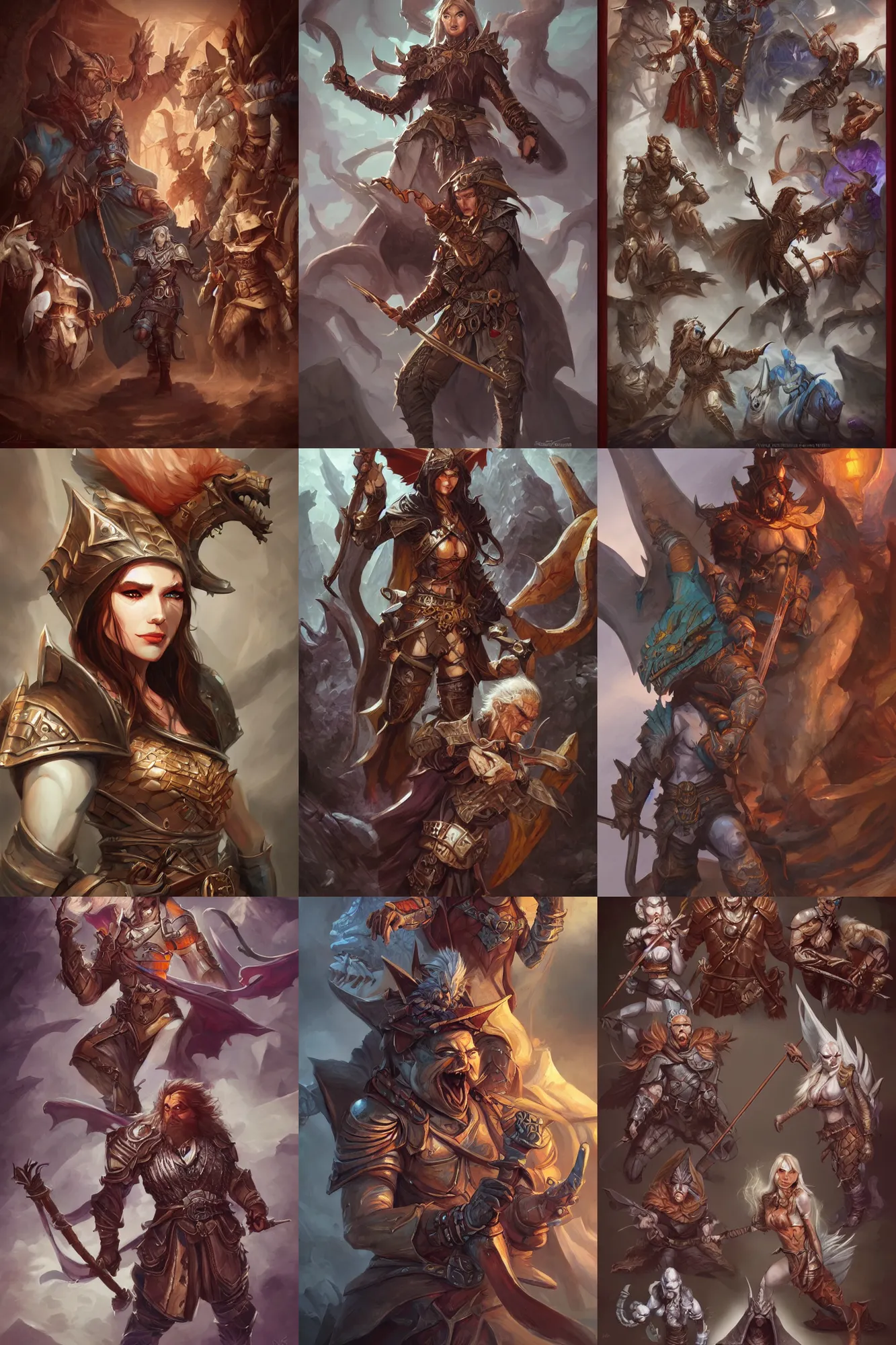 Prompt: dungeons and dragons characters, fantasy, portraits, highly detailed, digital painting, trending on artstation, concept art, sharp focus, illustration, art by nixeu and artgerm.
