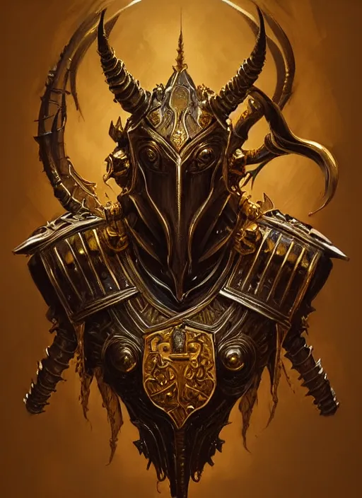 Prompt: a detailed bust knight in gold, demonic, demon, symmetry, symmetrical, by greg rutkowski and justin gerard, digital art, monstrous, art nouveau, baroque style, realistic painting, very detailed, fantasy, dnd, character design, top down lighting, trending on artstation