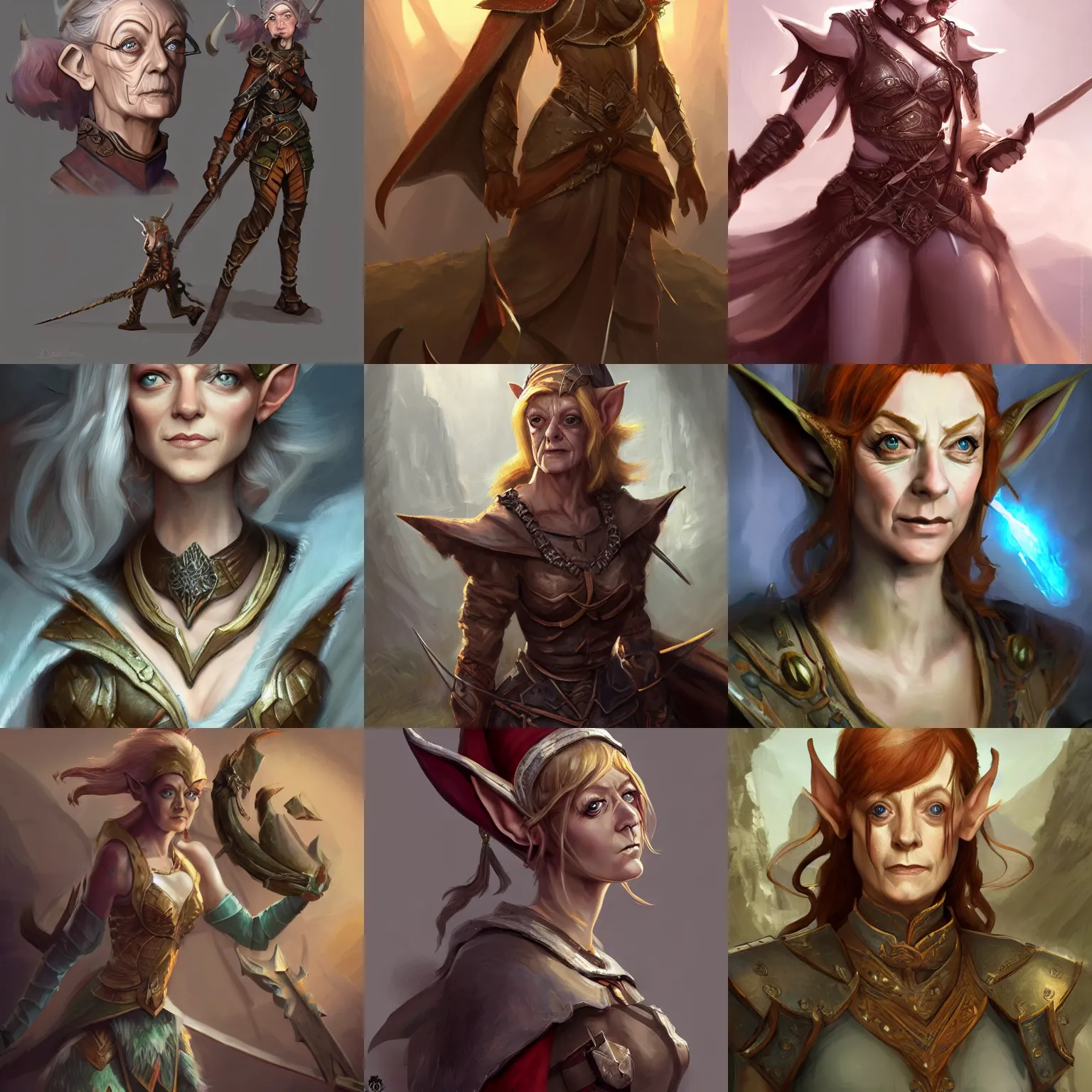 Prompt: dnd elf with face of Maggie Smith, ledding dnd characters as argonauts, Colchians painting, dynamic lighting, photorealistic concept art, trending on art station, stunning visuals, creative, cinematic, ultra detailed