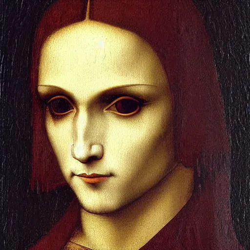 Image similar to attractive twenty first century male vampire beautiful eyes. highly detailed painting by leonardo da vinci 8 k