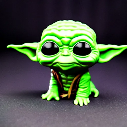 Prompt: cute isometric baby yoda funko pop