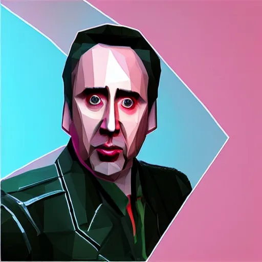 Image similar to “nic cage as a character in a ps1 game, low poly”