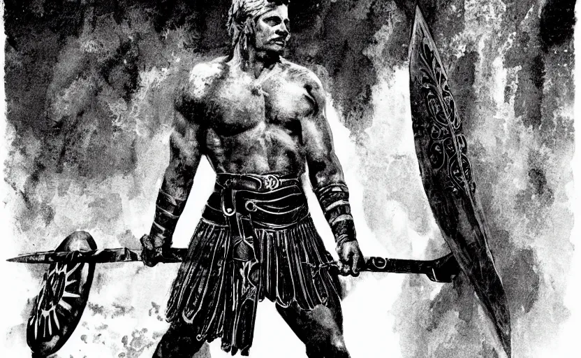 Image similar to the great greek warrior achilles from the book of the long sun by gene wolfe,