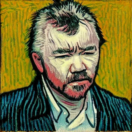 Image similar to John Prine in the style of Van Gogh