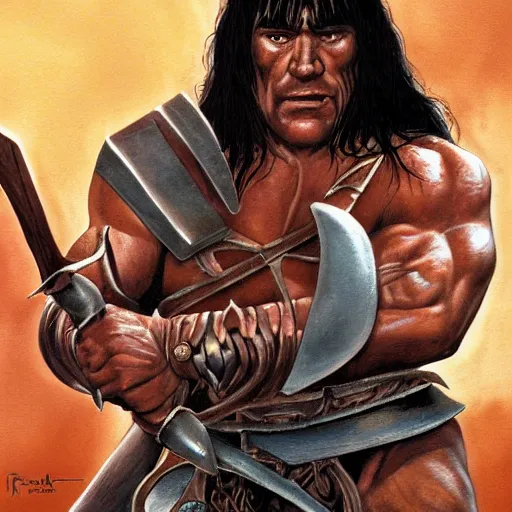 Prompt: conan the barbarian by frank frazzetta