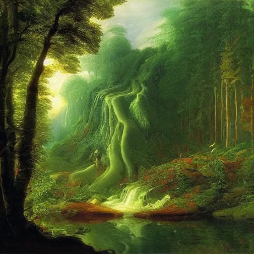 Prompt: magic finnish forest, by thomas cole, fantasy art, intricate details