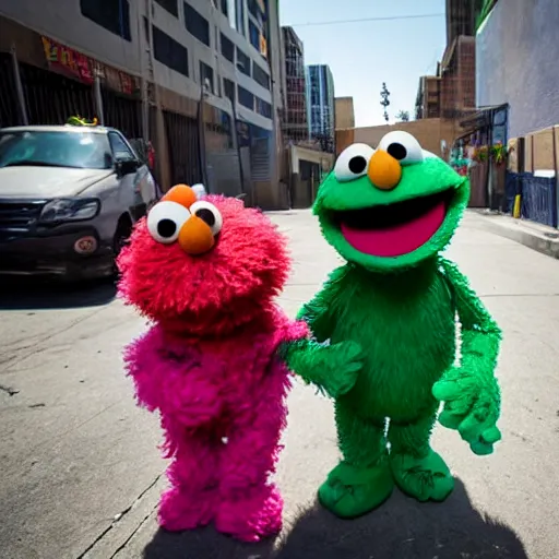 Image similar to Sesame Street characters on Skid Row