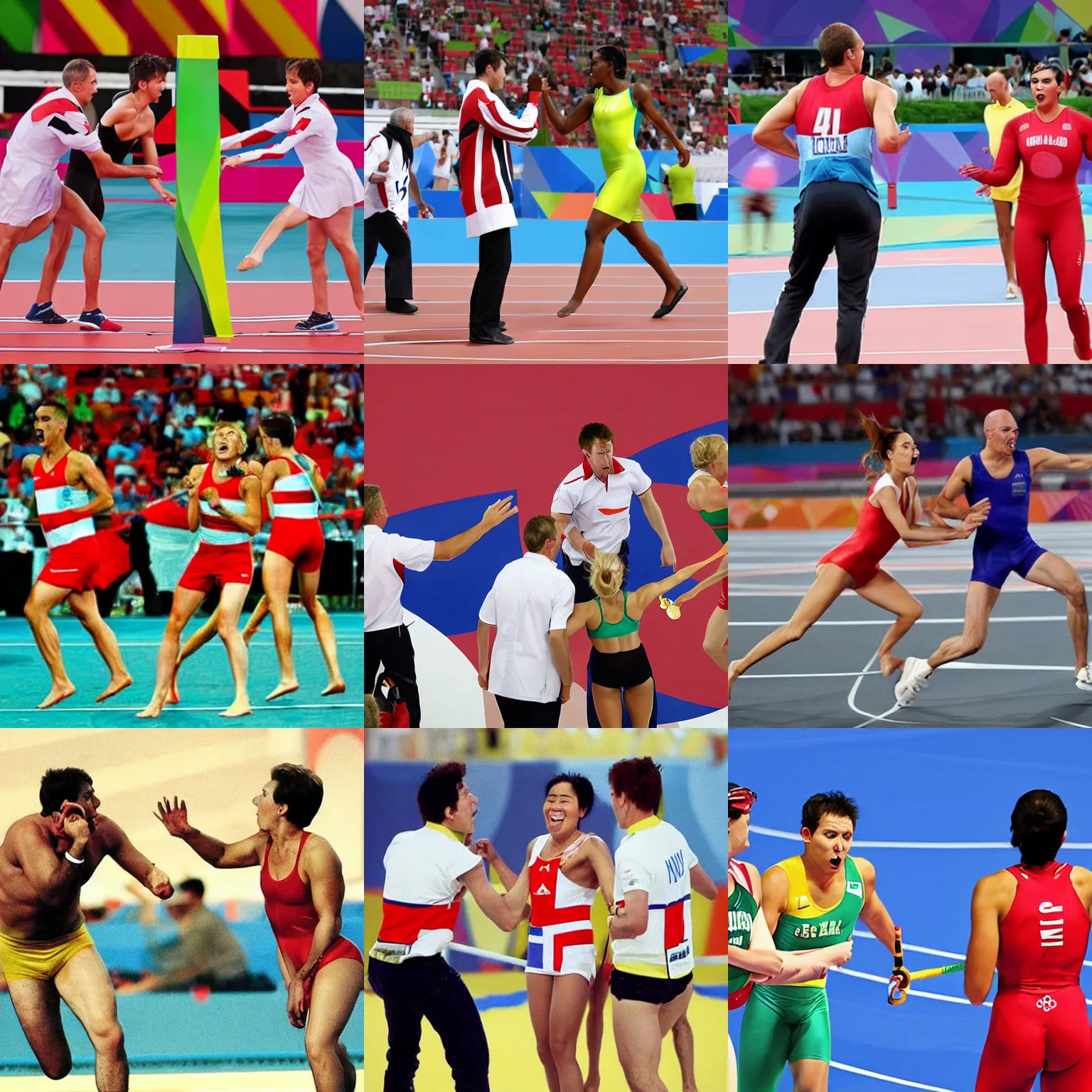 Prompt: competitive arguing! as an olympic sport, photo from the olympic games