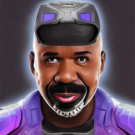 Image similar to Steve Harvey as Cyborg, digital painting, highly detailed