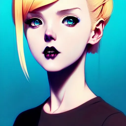 Image similar to a beautiful slim shy blonde goth girl ignores you, art by ilya kuvshinov and lois van baarle and ross tran and range murata and artgerm and andy warhol, norman rockwell, digital art, highly detailed, profile picture, intricate, sharp focus, mystical trending on artstation hq, deviantart, pinterest, unreal engine 5, 4 k uhd image