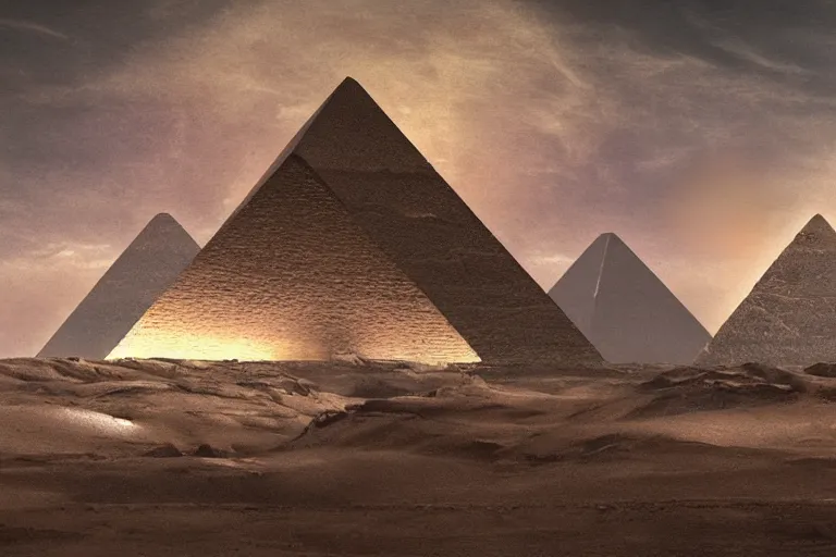 Image similar to egyptian spaceship, matte painting