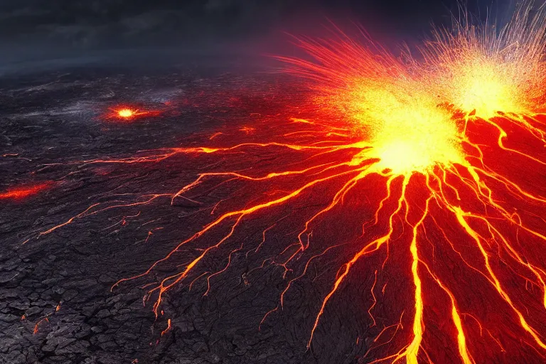 the earth cracked in the middle exposing a melting, Stable Diffusion