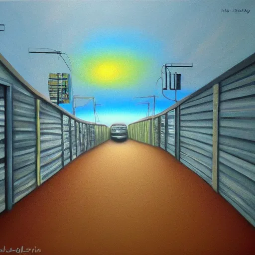 Image similar to happy lane central, oil and acrylic on canvas, surrealism, high detail