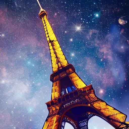 Prompt: eiffel tower in space