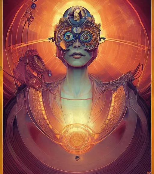 Prompt: dieselpunk portrait of the powerful queen of the solar system in the style of anna dittmann and in the style of wayne barlowe. glowing, ornate and intricate, stunning, dynamic lighting, intricate and detailed.