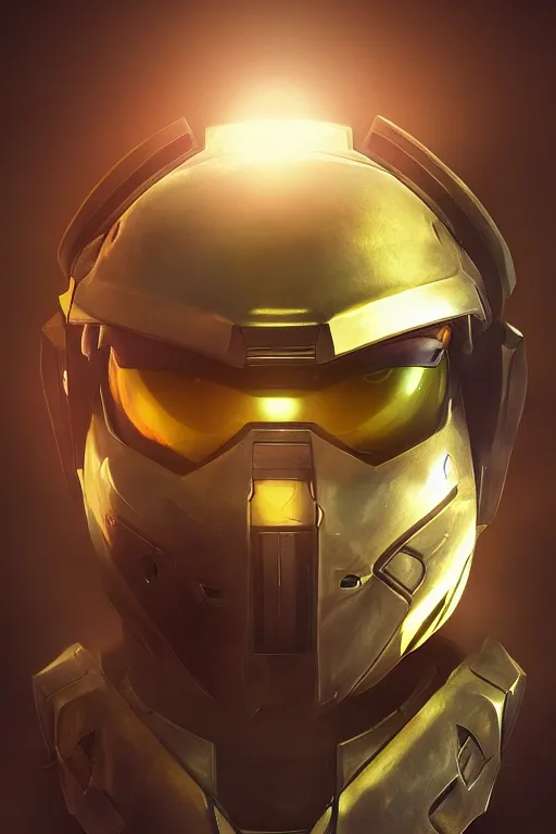 Image similar to robot ninja mask helmet halo master chief radiating a glowing aura global illumination ray tracing hdr fanart arstation by ian pesty and katarzyna da „ bek - chmiel