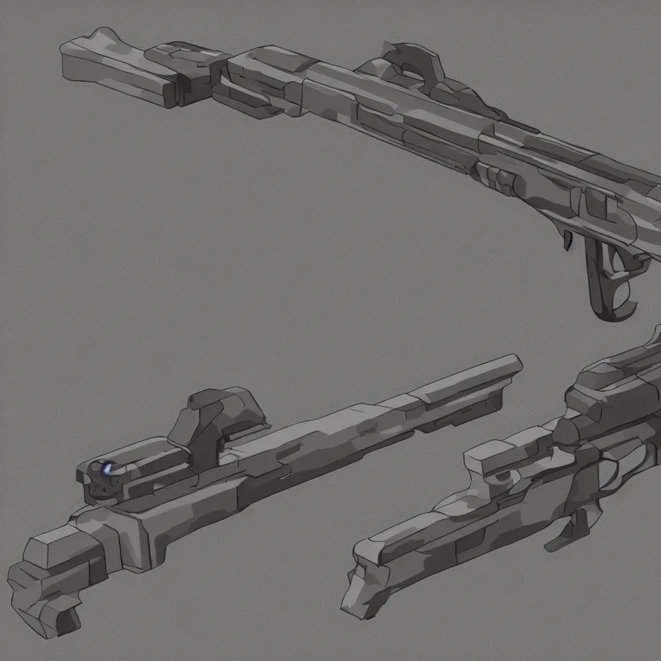 Image similar to concept art minimalist gun rifle weapon design all attachments