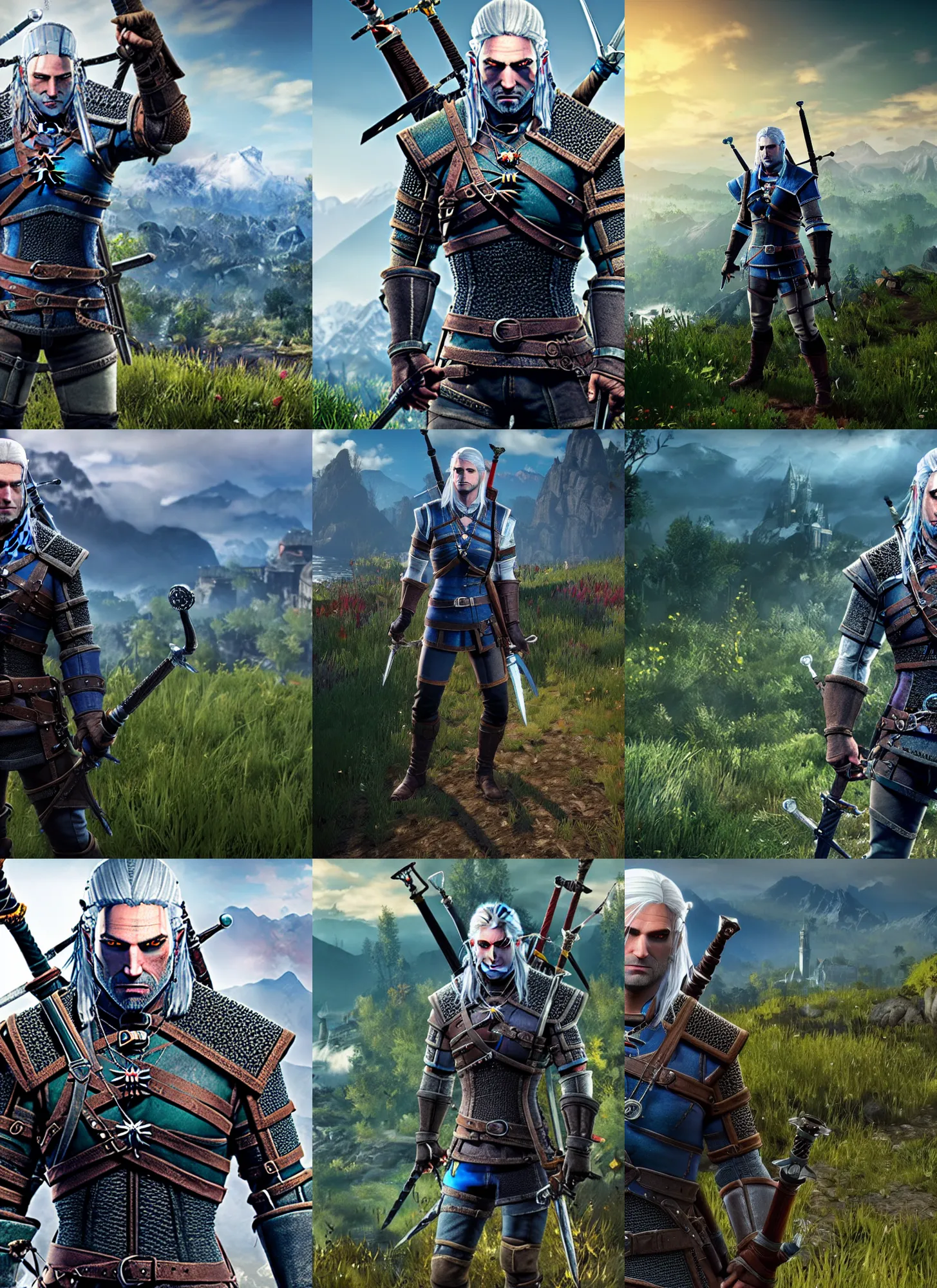Prompt: link in the witcher 3 video game